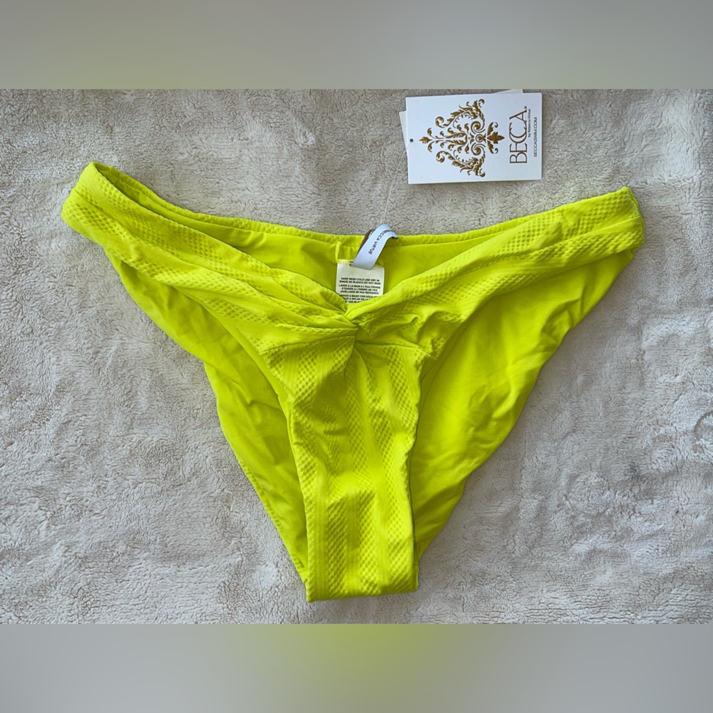 Becca Swim Prima Hipster Bikini Bottoms MEDIUM ZESTY BRIGHT NEON YELLOW /GREEN